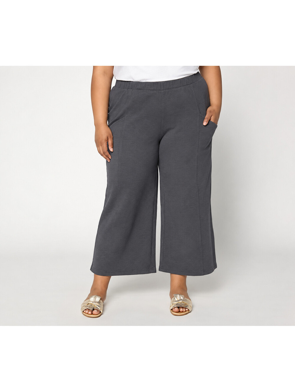 Me by Jennie Garth Regular Coast Pull-On Cropped Pants Charcoal, Large